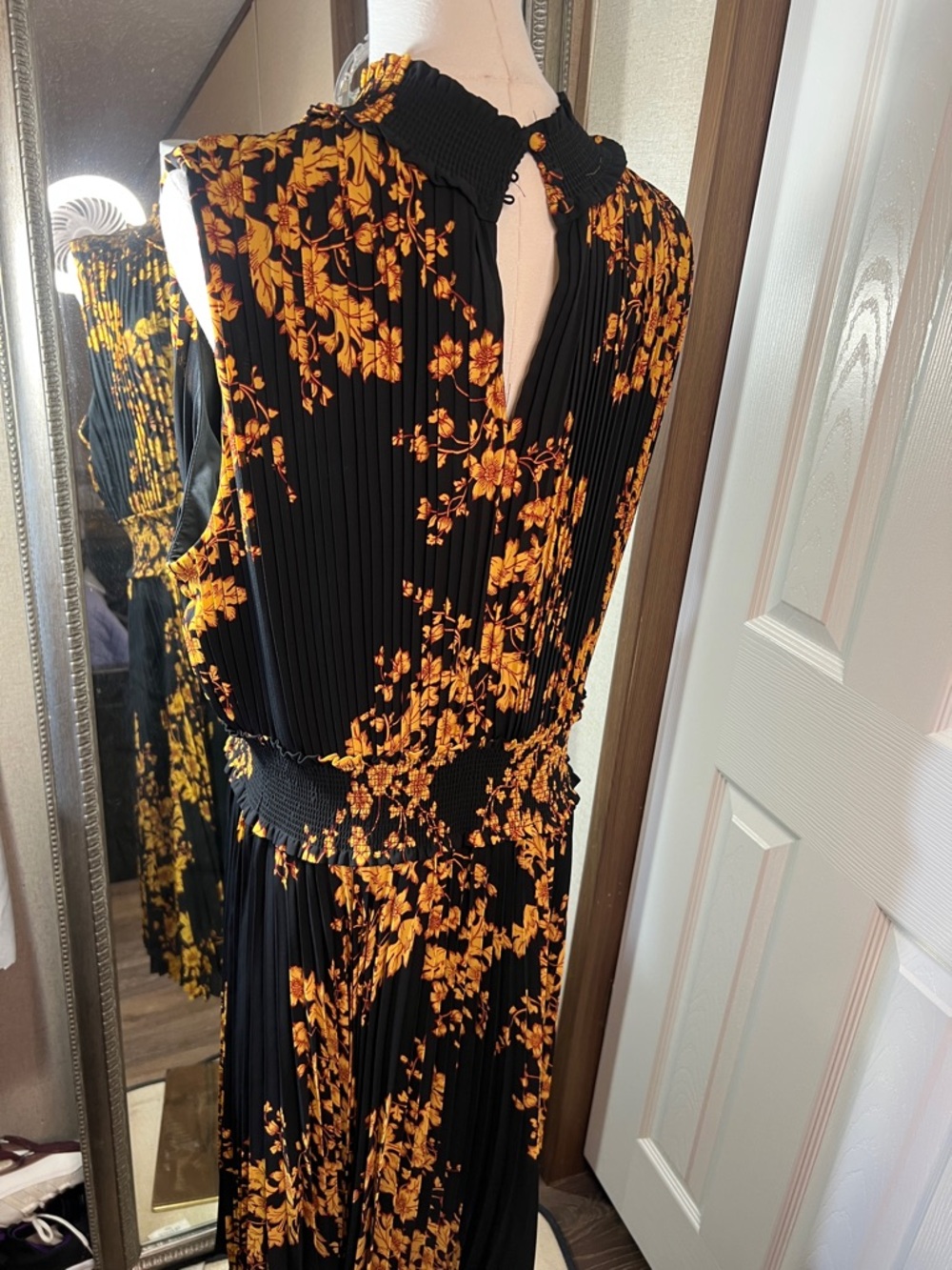 Nanette Lepore Black and Yellow Floral Midi Dress - Picture 6 of 11